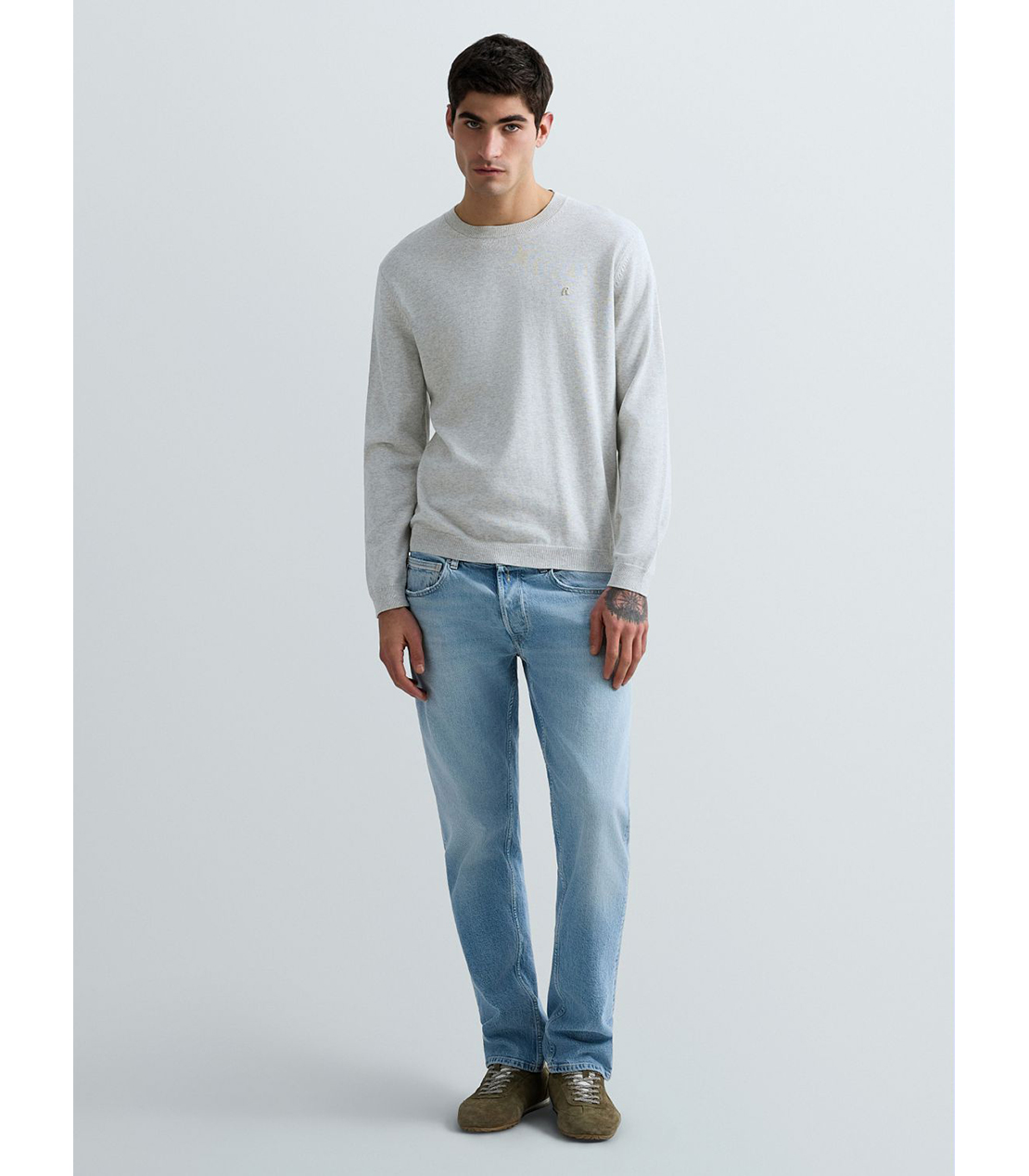 コットンクルーネックロングスリーブセーター 詳細画像 ライトメランジグレー 2